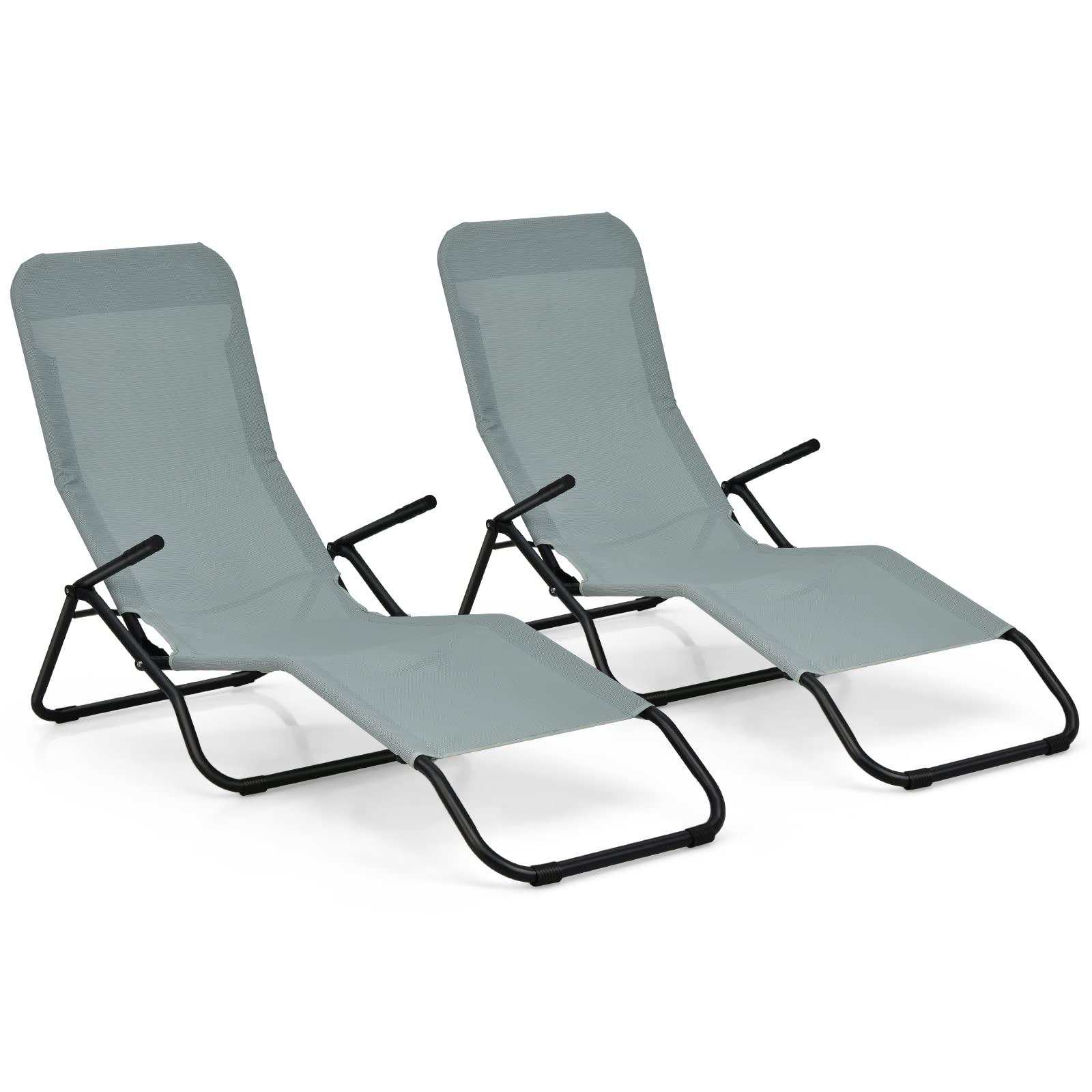 Tangkula Outdoor Chaise Lounge Chair Set of 2,Zero Gravity Folding Stackable